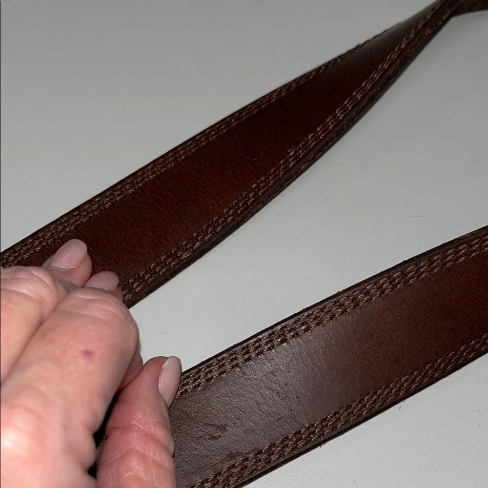 Brown Leather Belt with Silver Buckle